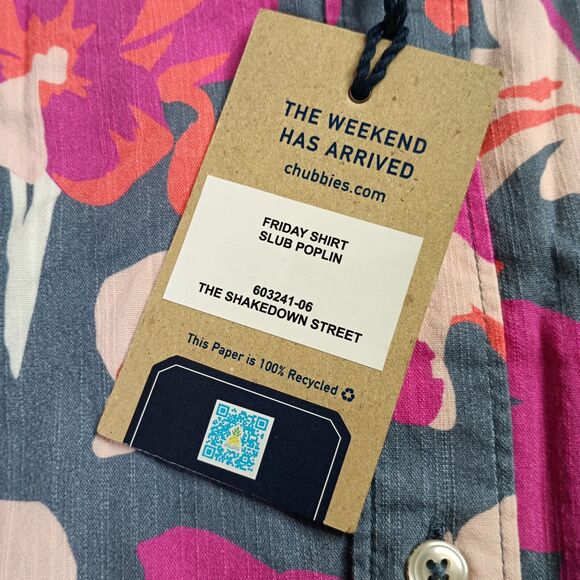 Chubbies The Friday Shirt Men's M Multi Floral Slub Poplin The Shakedown Street - Picture 3 of 7